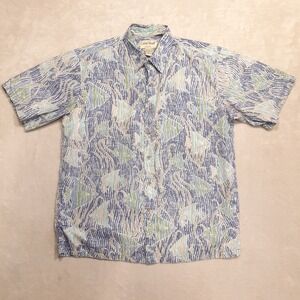 Cooke Street Honolulu Mens SS Button Shirt Sz.L/Blue/Under The Sea Fish Print
